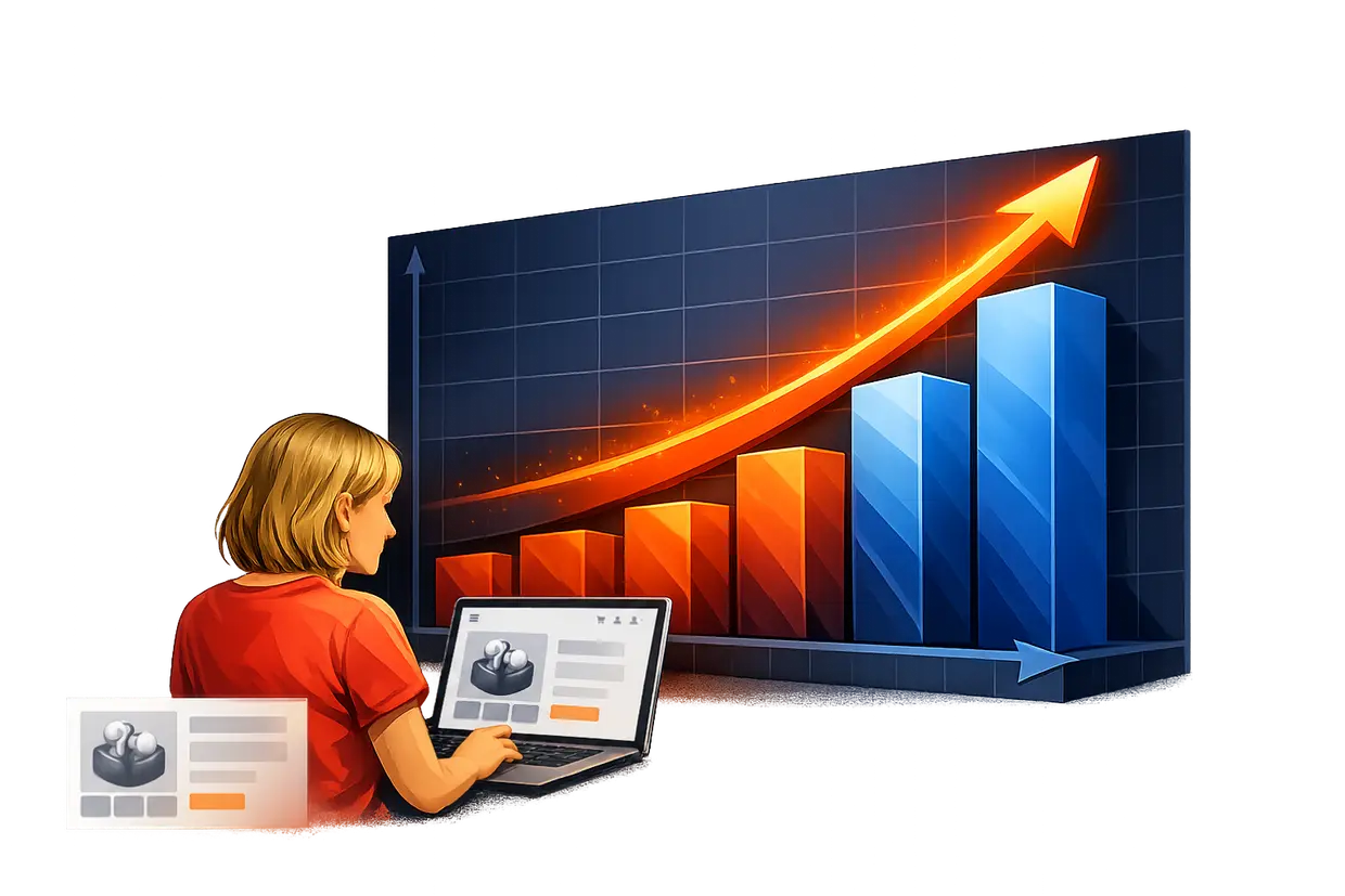 Customer buying a listing while the sales trend climbs
